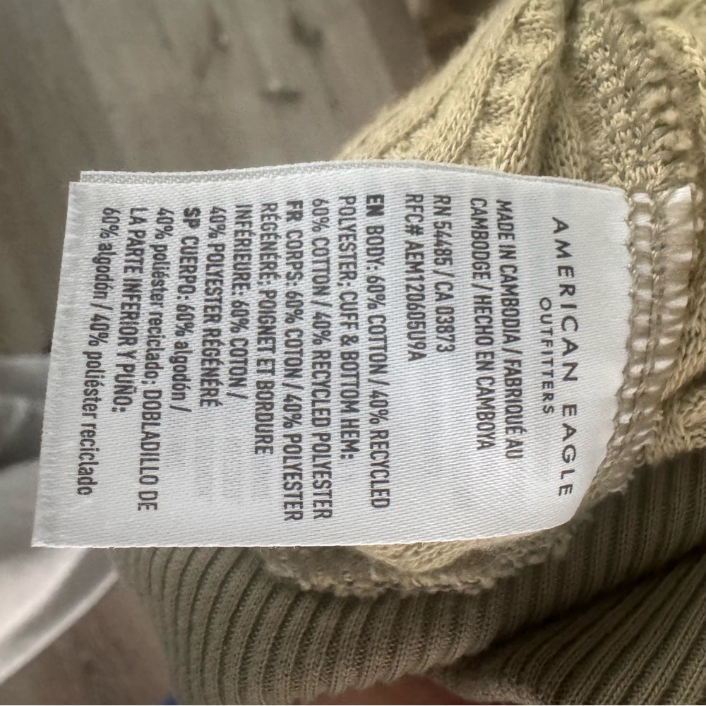 American Eagle Waffle Knit Crewneck – XL Oversized Fit “Seriously Lived-In” - Picture 8 of 8